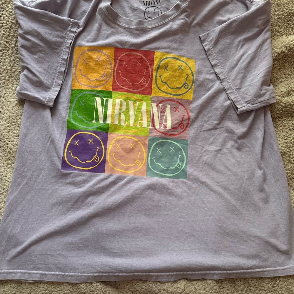 NIRVANA Purple Short Sleeve Tee Graphic Design